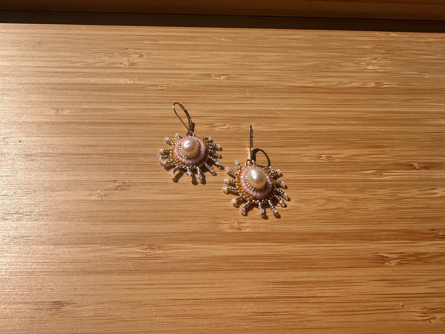 star earrings in baby pink & silver