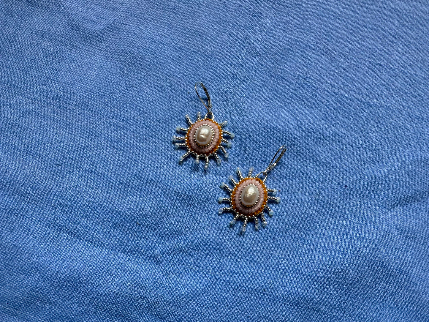 star earrings in baby pink & silver