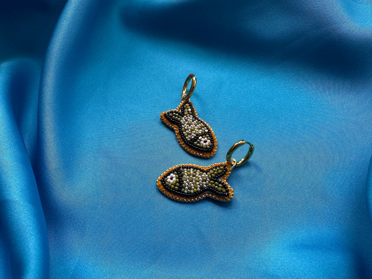 olive fish earrings