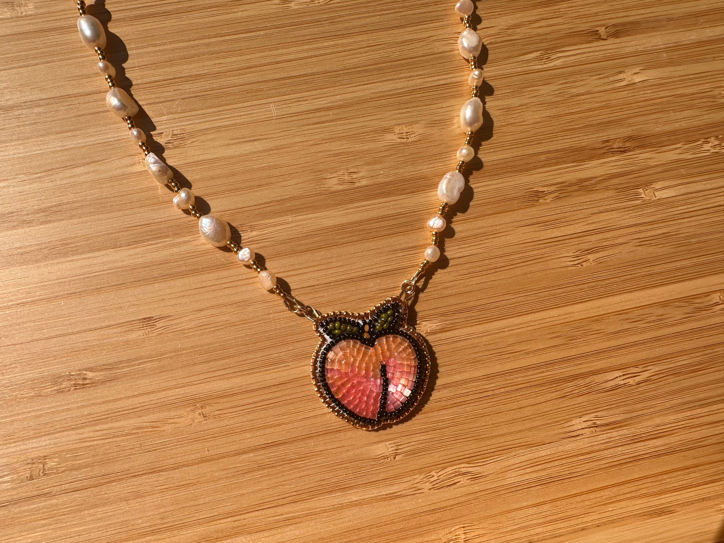 peach necklace