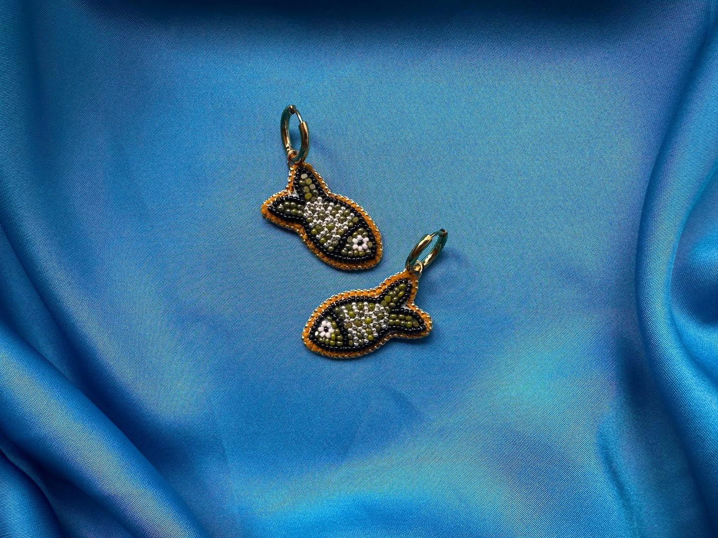 olive fish earrings