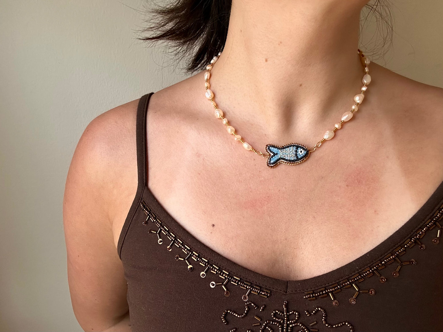 light blue fish necklace