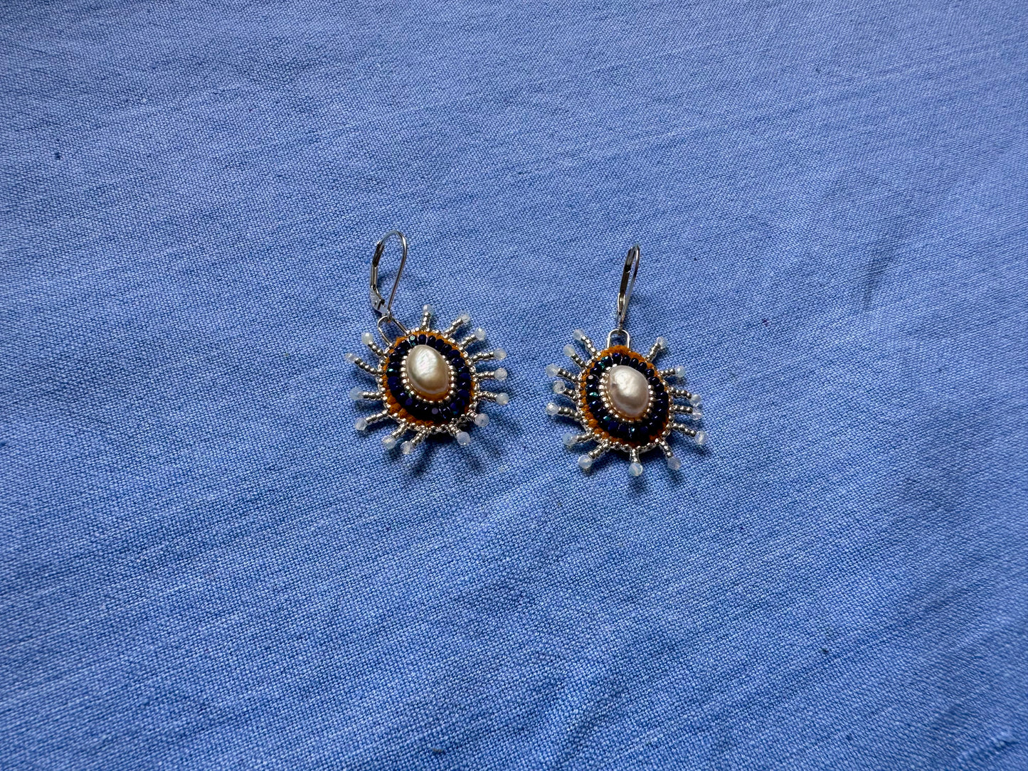 star earrings in cobalt & silver