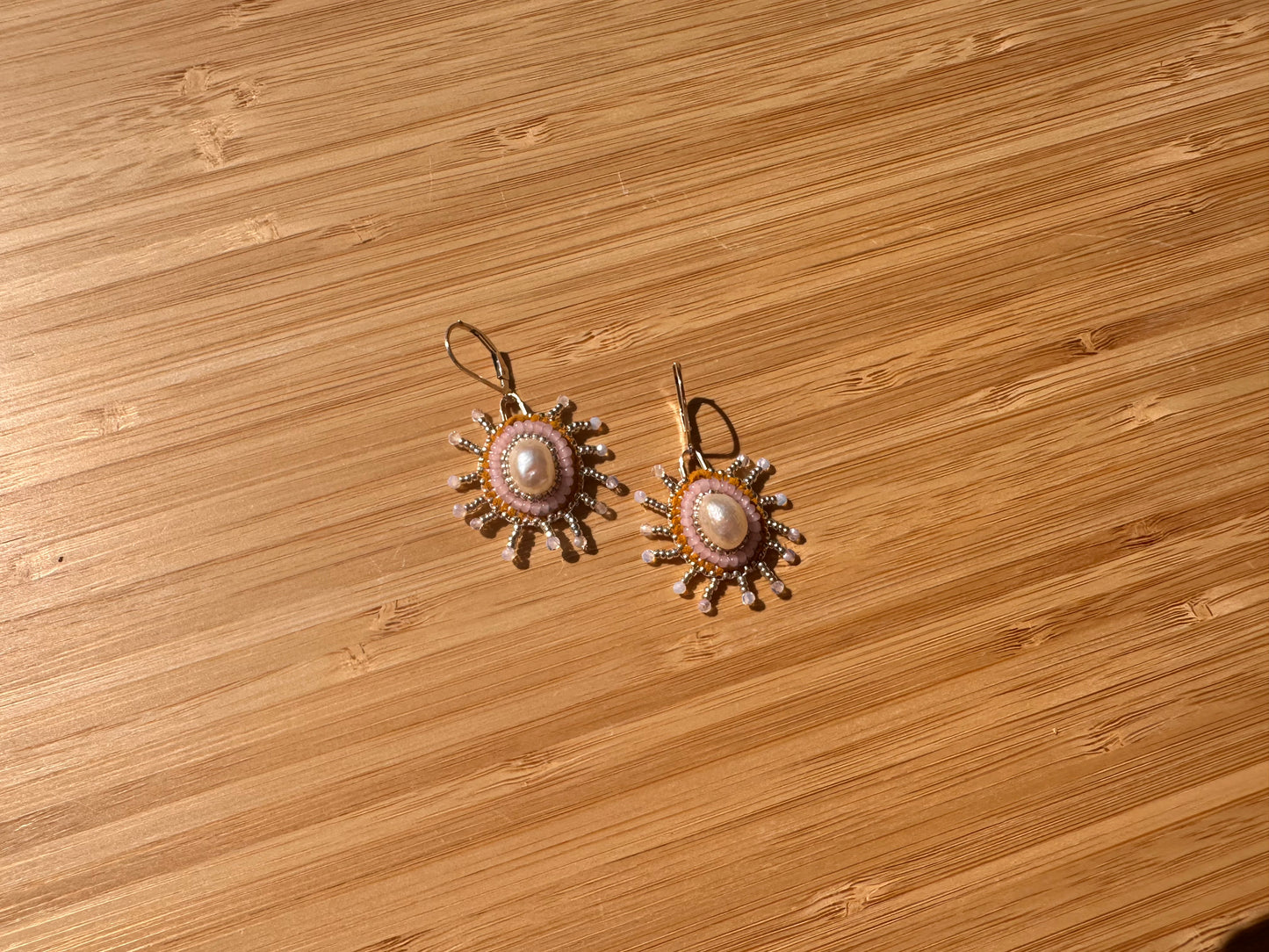 star earrings in baby pink & silver