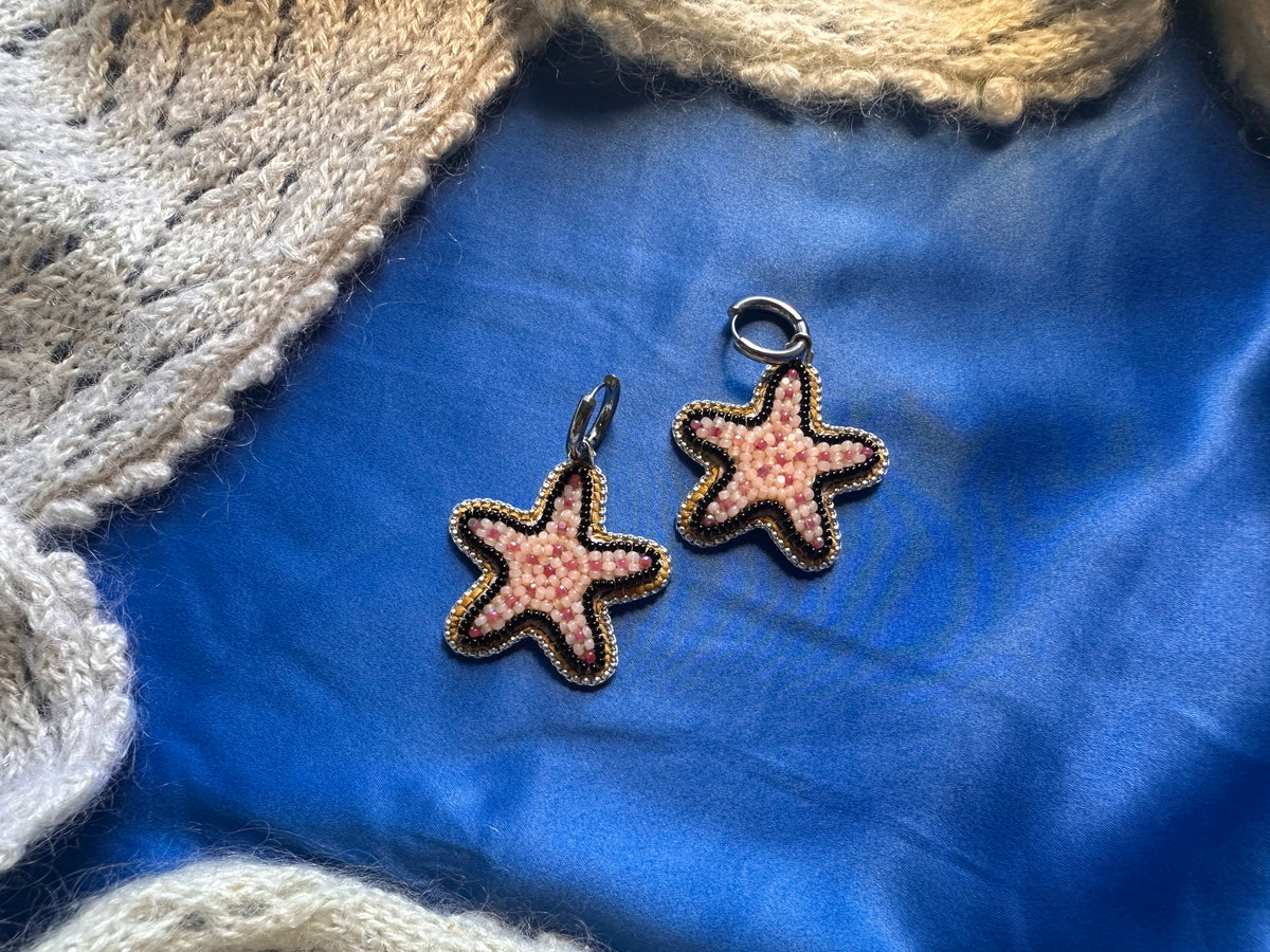 pink starfish earrings