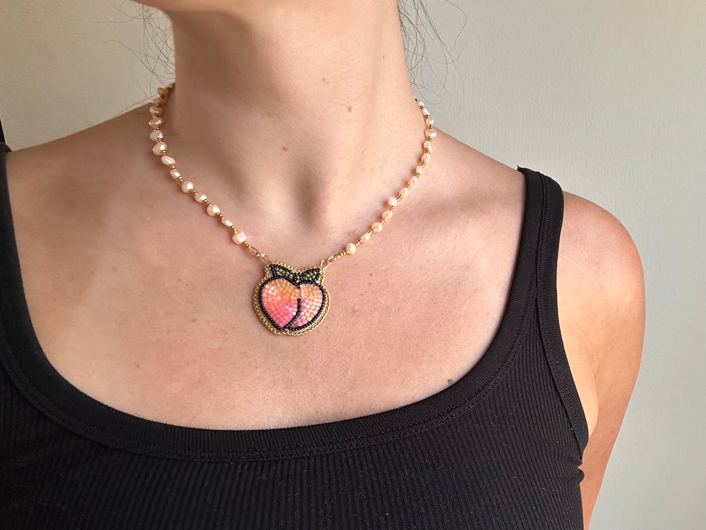 peach necklace