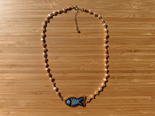 blue fish necklace
