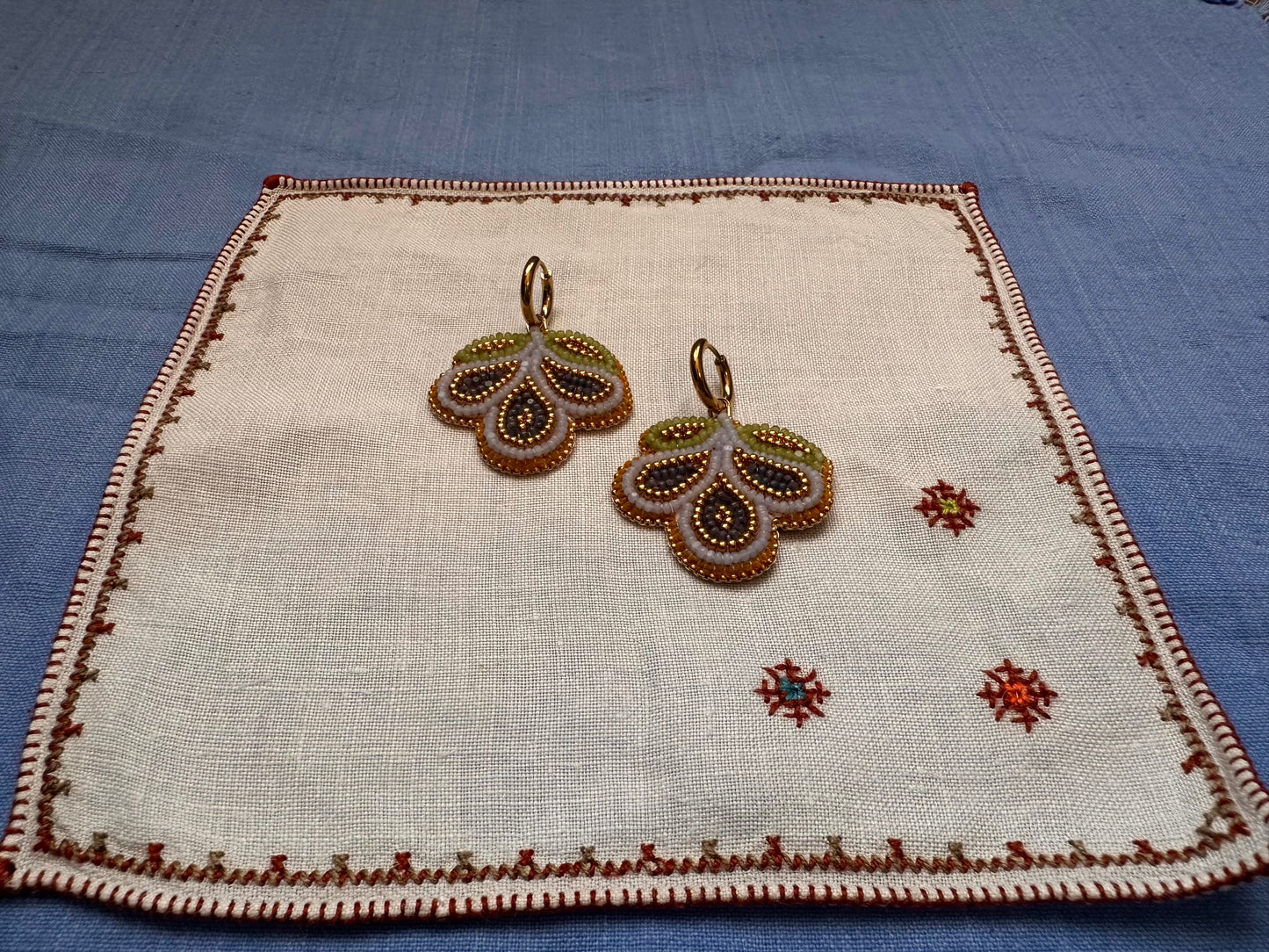 3 petal floral earrings in blueberry