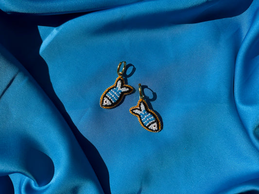 blue fish earrings