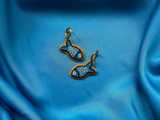 blue fish earrings
