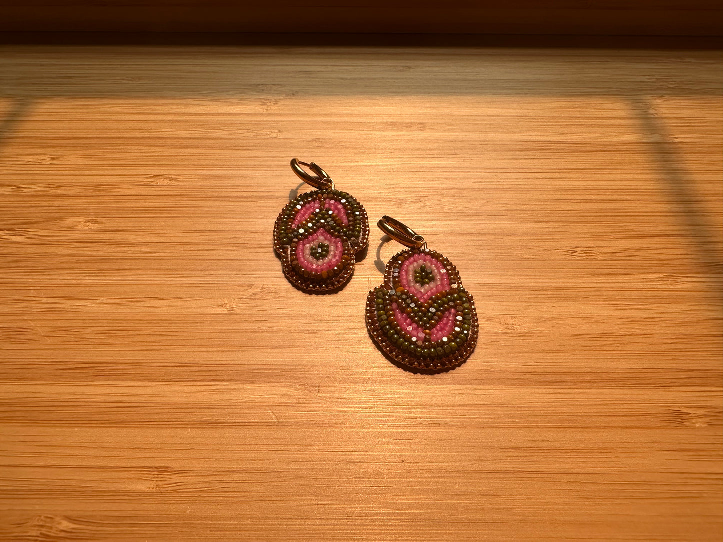 floral buds in olive & pink