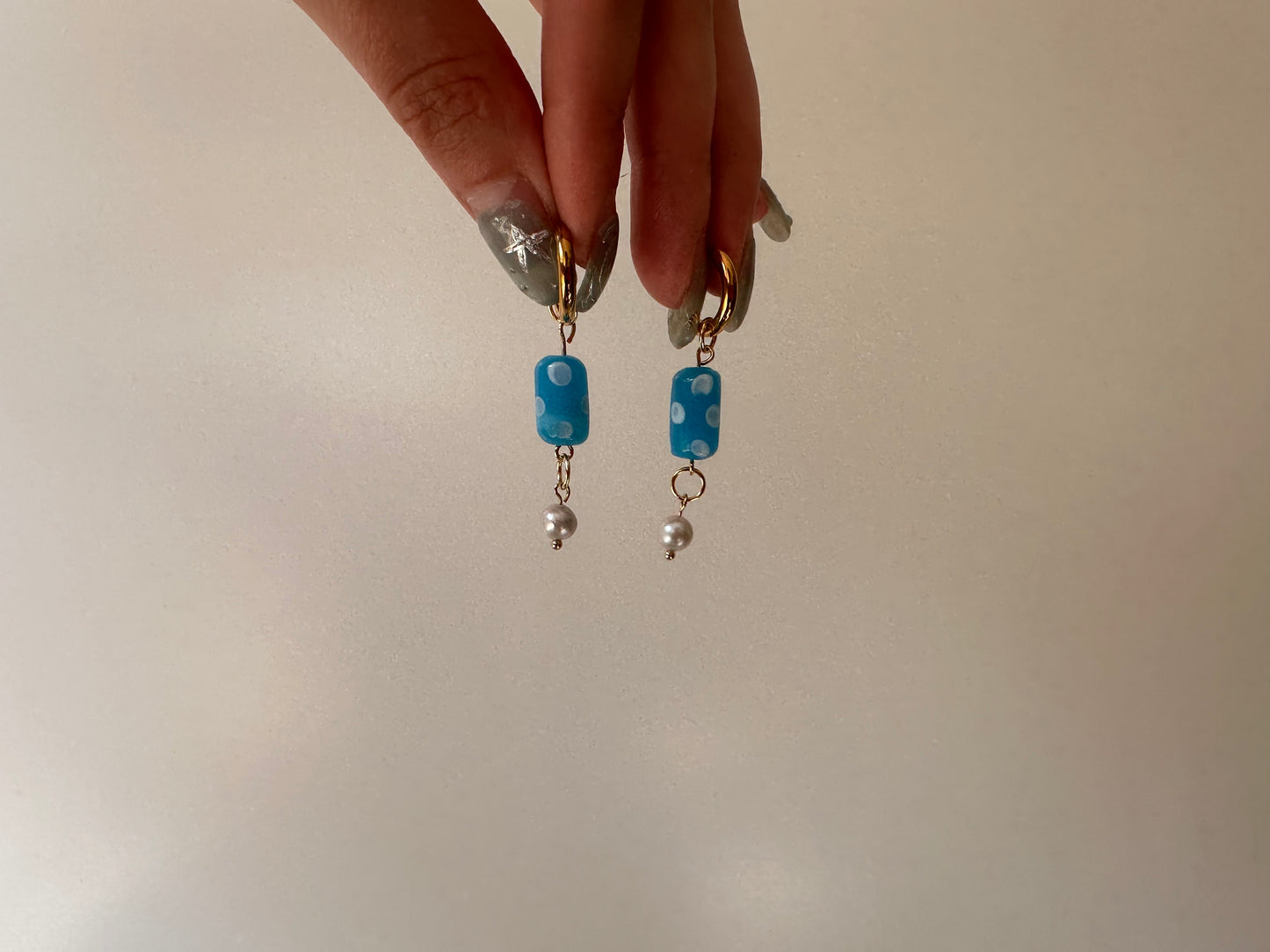 glass bead & pearl huggies