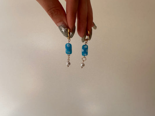 glass bead & pearl huggies