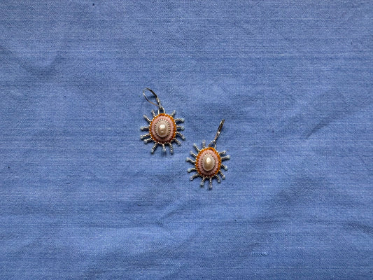 star earrings in baby pink & silver