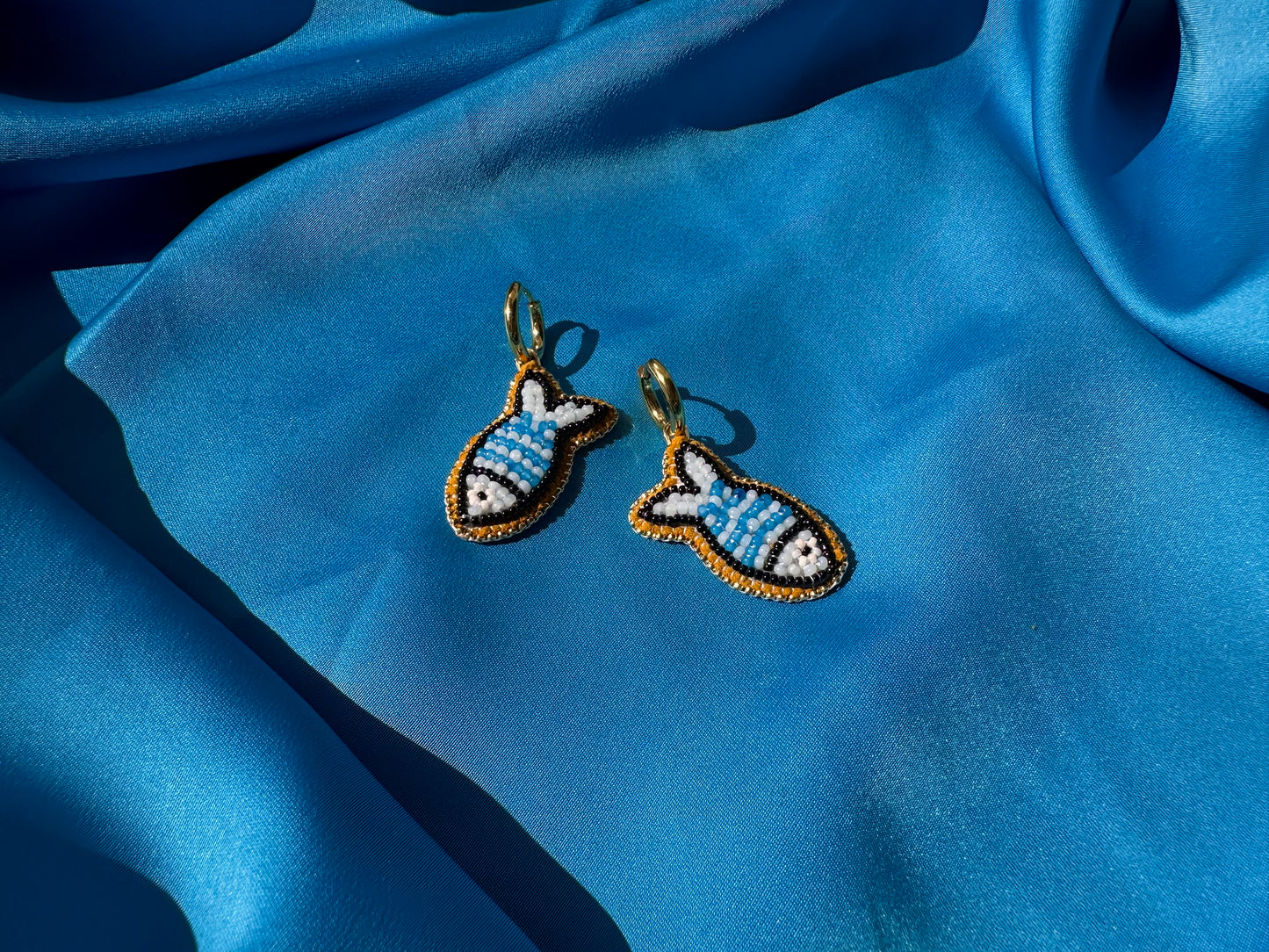 blue fish earrings