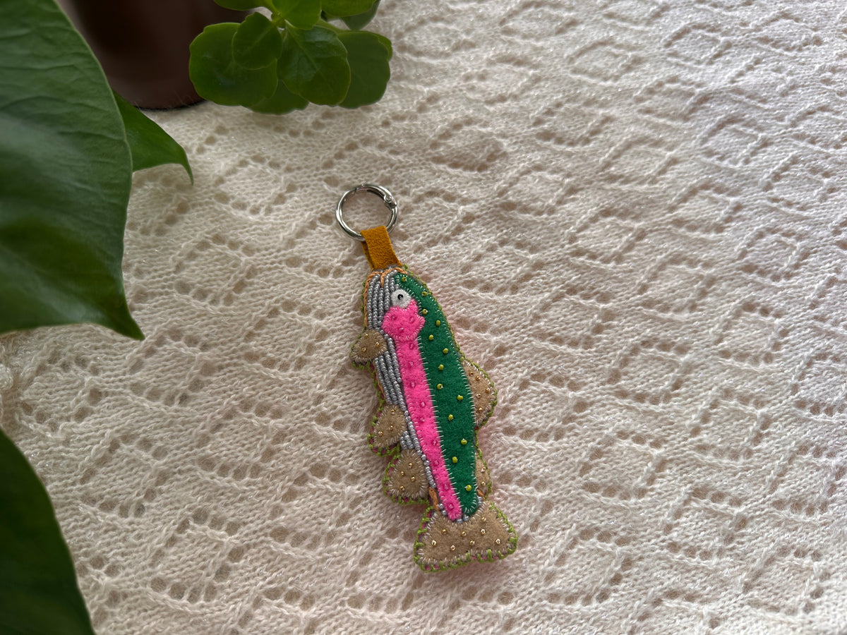 felt rainbow trout bag charm/keychain