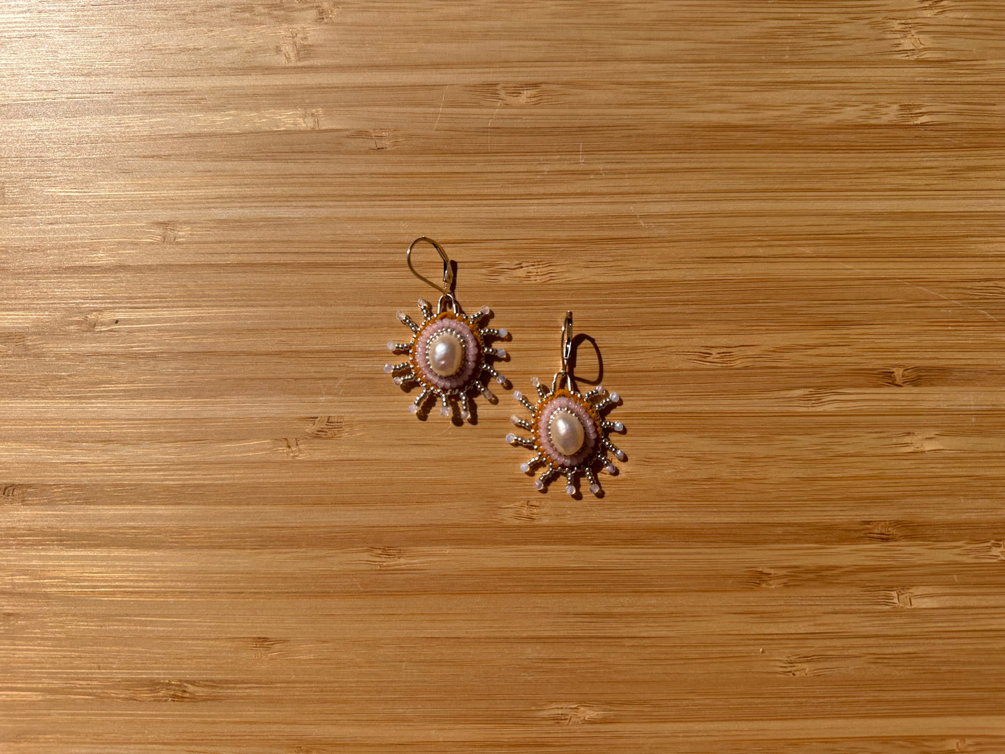 star earrings in baby pink & silver