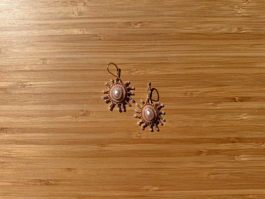 star earrings in baby pink & silver