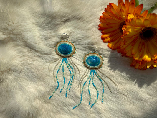 aquamarine blue jellyfish earrings