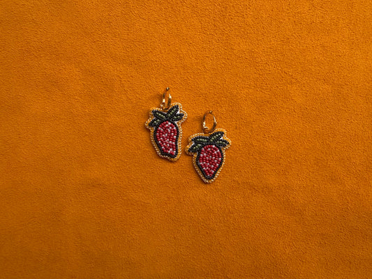 strawberry earrings w/ hoops