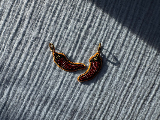 red chili earrings w/ hoops