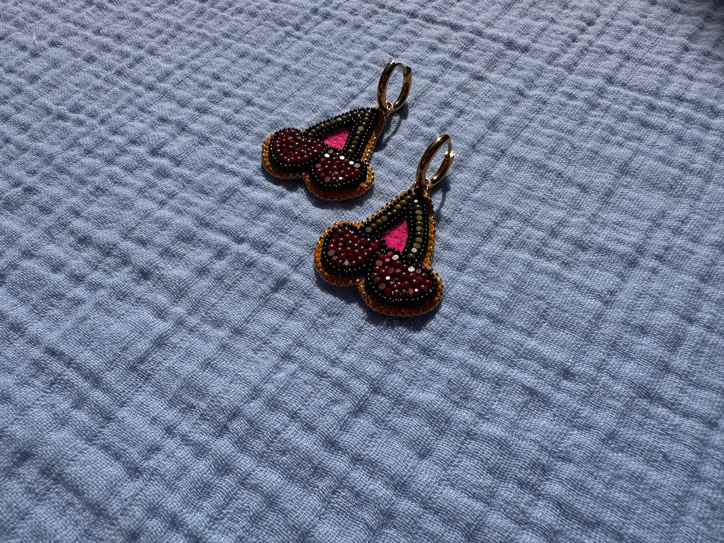 cherry earrings w/ hoops
